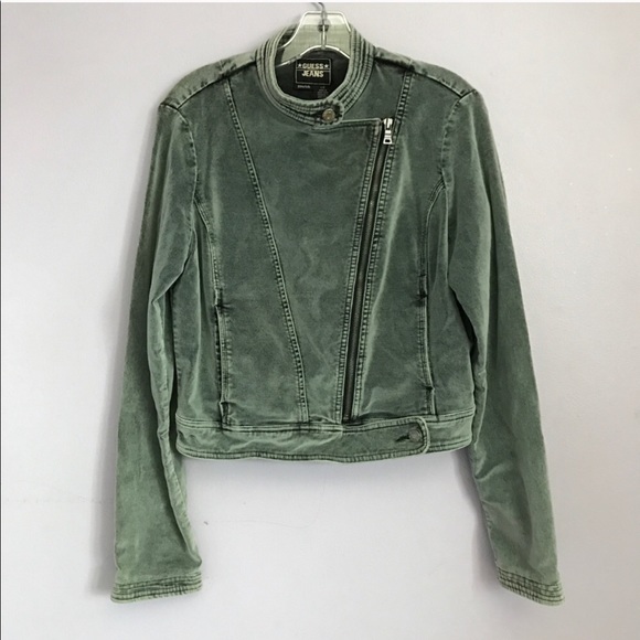 Guess Jackets & Blazers - Guess velvet suede denim moto jacket gray silver